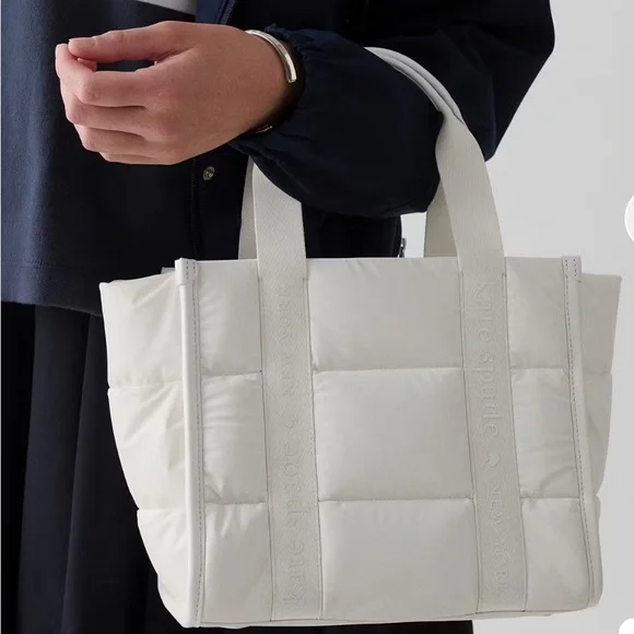 Kate Spade  KIP Cream Puffy Tote Small Brand New With Tags- Ships FREE - Picture 2 of 12